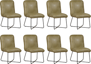 Set van 8 Leren eetkamerstoelen zonder armleuning Smile 50