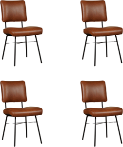 Leren eetkamerstoel solid, bruin leer, bruine keukenstoelen