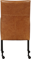 Leren eetkamerstoel Spark - met wieltjes en armleuning - Vintage Leer Cognac - Poot - Zwart - Skate wiel zwart-3