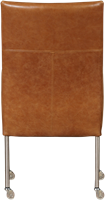 Leren eetkamerstoel Spark - met wieltjes en armleuning - Vintage Leer Cognac - Poot - RVS - Skate wiel transparant-2