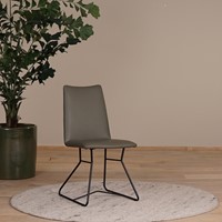 Set van 6 olijf kleur leren eetkamerstoelen Roos
