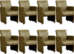 Leren eetkamerfauteuil elegant, groen leer, groene keukenstoelen