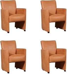 Leren eetkamerfauteuil elegant, oranje leer, oranje keukenstoelen