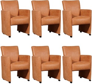 Leren eetkamerfauteuil elegant, oranje leer, oranje keukenstoelen