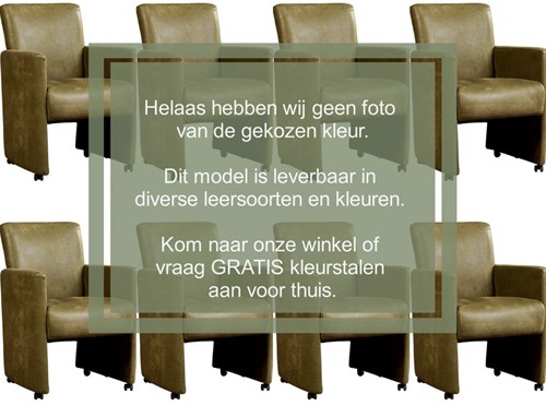 Leren eetkamerfauteuil Elegant met armleuning en wieltjes - set van 8 stoelen - Massif Leer Armagnac - Met handgreep - Zwart