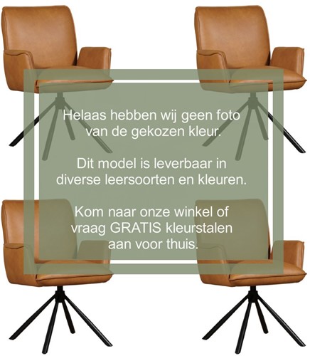 Leren eetkamerstoel Elite - draaibaar - automatisch terug naar beginstand - set van 4 stoelen - Toledo Leer Sky Blue
