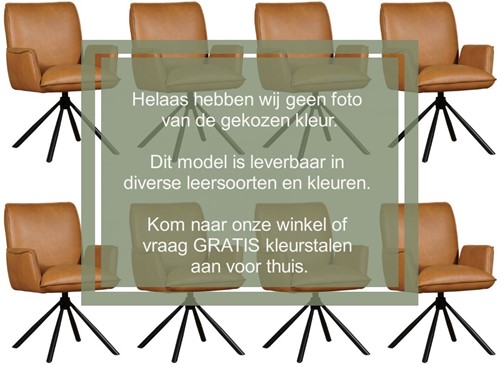 Leren eetkamerstoel Elite - draaibaar - automatisch terug naar beginstand - set van 8 stoelen - Hermes Leer Djerba