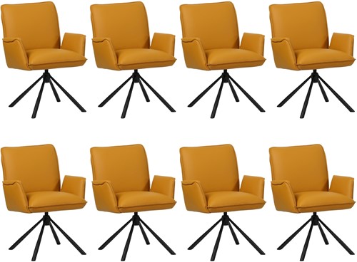 Leren eetkamerstoel Elite - draaibaar - automatisch terug naar beginstand - set van 8 stoelen - Toledo Leer Leem