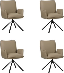 Set van 4 Taupe leren industriële draaibare eetkamerstoelen Elite - Toledo Leer Mocca (taupe leer)