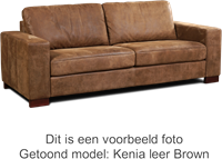 Leren bank Enjoy, 3-zitsbank - Rancho Leer Steel - Hout, Zwart - (224x90cm)-1