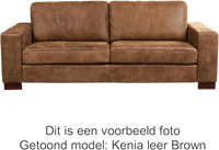 Leren bank Enjoy, 3-zitsbank - Rancho Leer Steel - Hout, Zwart - (224x90cm)-2