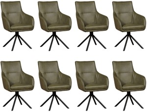 Set van 8 Leren eetkamerstoelen Fancy - Draaibaar - Automatisch terug naar beginstand