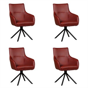 Leren eetkamerstoel fancy, rood leer, rode keukenstoelen