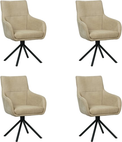 Leren eetkamerstoel Fancy - Draaibaar - Automatisch terug naar beginstand - set van 4 stoelen