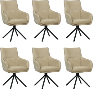 Set van 6 Taupe leren industriële draaibare eetkamerstoelen Fancy - Kenia Leer Taupe (taupe leer)