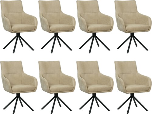 Leren eetkamerstoel Fancy - Draaibaar - Automatisch terug naar beginstand - set van 8 stoelen