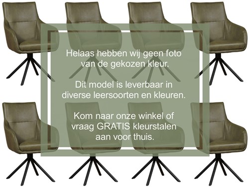 Leren eetkamerstoel Fancy - Draaibaar - Automatisch terug naar beginstand - set van 8 stoelen - Granada leer Chocolate