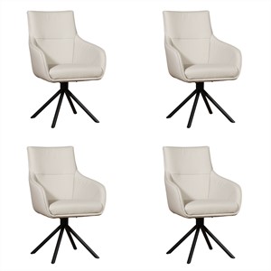 Set van 4 Crème leren industriële draaibare eetkamerstoelen Fancy - Toledo leer Misty (crème leer)