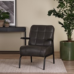 Leren fauteuil Ahead - hoge rug - Granada Graphite