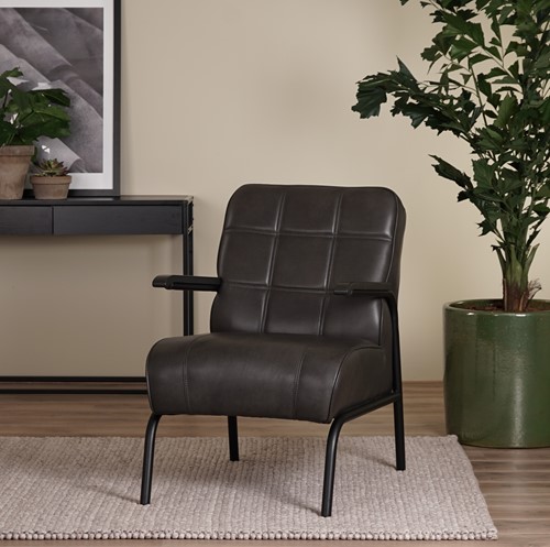 Leren fauteuil Ahead - hoge rug - Granada Graphite