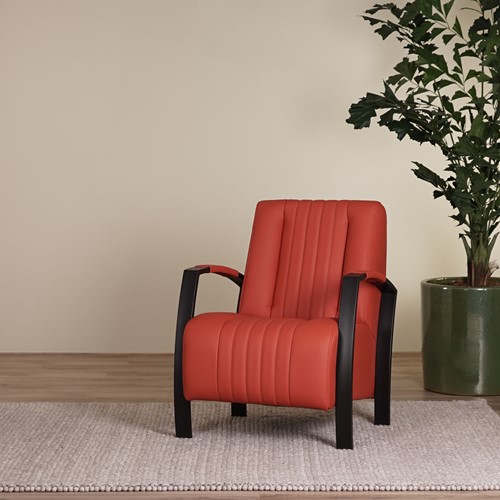 Leren industriële fauteuil Glamour - Toledo Leer Siegelstein - Frame zwart