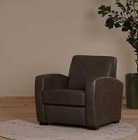 Leren fauteuil Kindly - Granada leer Ash - Hout bruin