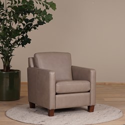 Leren fauteuil Smart - Granada leer Taupe - Hout bruin