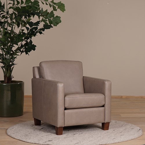 Leren fauteuil Smart - Granada leer Taupe - Hout bruin
