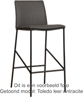 Leren barkruk Favor hoog - set van 6 krukken - Granada leer Olive - Kleur poot, zwart-1