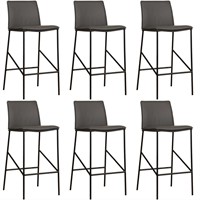 Leren barkruk Favor hoog - set van 6 krukken - Granada leer Olive - Kleur poot, zwart