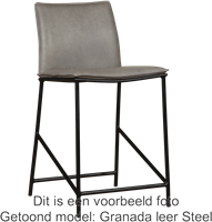 Leren barkruk Favor laag - Kenia Leer Taupe - Kleur poot, zwart-1
