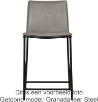 Leren barkruk Favor laag - Kenia Leer Taupe - Kleur poot, zwart-2