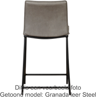 Leren barkruk Favor laag - Kenia Leer Taupe - Kleur poot, zwart-3
