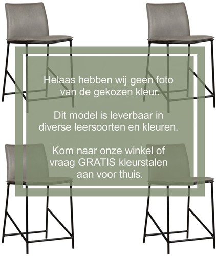 Leren barkruk Favor laag - set van 4 krukken - Hermes Leer Lime - Kleur poot, zwart
