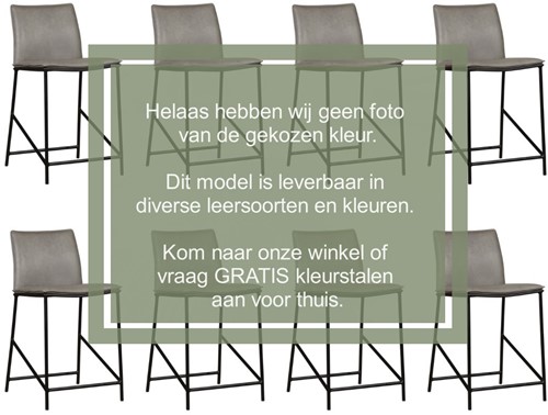 Leren barkruk Favor laag - set van 8 krukken - Toledo Leer Forrest - Kleur poot, zwart