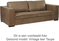 Leren bank Fine, 3-zitsbank - Vintage Leer Taupe - Hout, Bruin - (224x100cm)-1