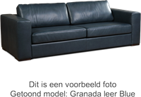 Leren bank Flow, 3.5-zitsbank - Granada leer Blue - Hout, Bruin - (244x100cm)-1