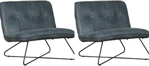 Set van 2 Leren fauteuils zonder armleuning Focus 80