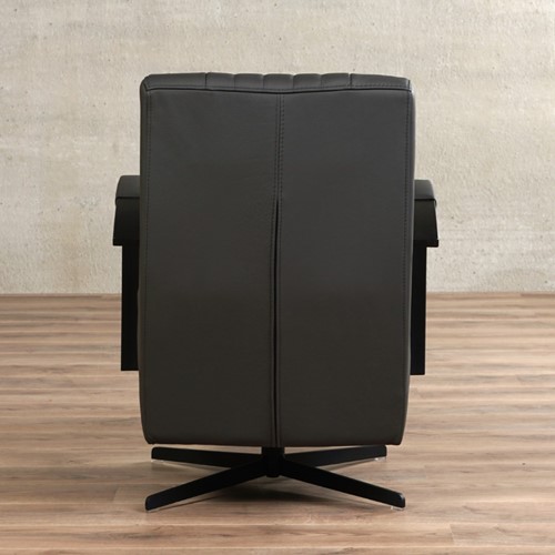 Leren industriële draaifauteuil Galaxy - Toledo Leer Antracite - Frame zwart - Stervoet zwart-3