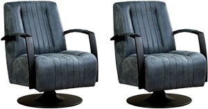 Leren draaifauteuil galaxy, blauw leer, blauwe draaistoel