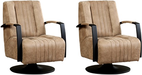 Leren industriële draaifauteuil Galaxy - set van 2 fauteuils