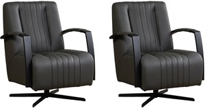 Leren draaifauteuil galaxy, grijs leer, grijze draaistoel