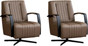Leren draaifauteuil galaxy, bruin leer, bruine draaistoel