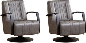 Leren draaifauteuil galaxy, grijs leer, grijze draaistoel