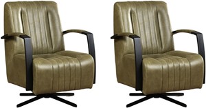 Leren draaifauteuil galaxy, groen leer, groene draaistoel