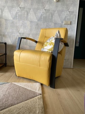 Leren fauteuil met stalen frame - geel leer