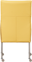 Leren eetkamerstoel Spark - met wieltjes en armleuning - Toledo Leer Giallo - Poot - RVS - Skate wiel transparant-3