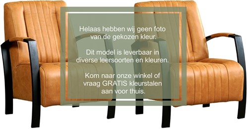 Leren industriële fauteuil Glamour - set van 2 fauteuils - Elegance Cognac (cognac) - Frame zwart