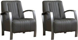Leren fauteuil glamour, grijs leer, grijze stoel