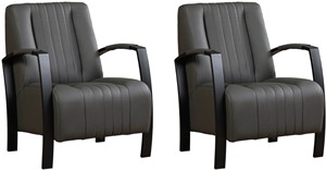 Leren fauteuil glamour, grijs leer, grijze stoel